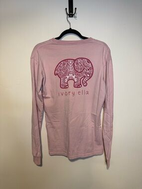 IVORY ELLA Pink Paisley Floral Elephant Long Sleeve T-Shirt Cotton Small
